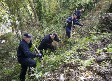 North Wales police officers carrying out a search for missing Catherine Gowing last month (File photo)