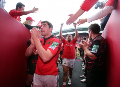 Felix Jones applauds the Munster faithful.