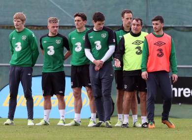 Some of the players go through a drill with assistant manager Marco Tardelli yesterday.