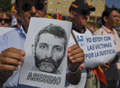 Relatives of people thought to have been killed by the Basque armed separatist group ETA, protest against the release from jail of ETA member, Josu Uribetxeberria in September