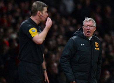 Ferguson on the sidelines at Old Trafford on St Stephen's Day.