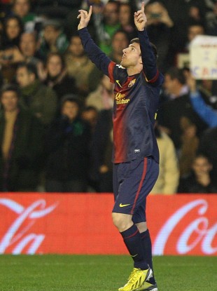 Messi after scoring last night.