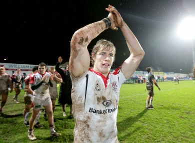 Andrew Trimble salutes the Ulster fans.