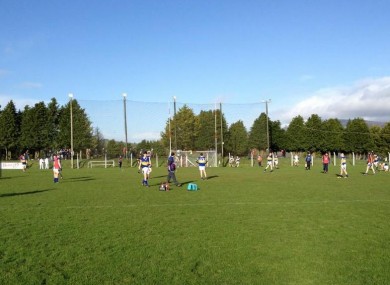 Castleknock players warm up ahead of this afternoon's game with Kenmare Shamrocks.