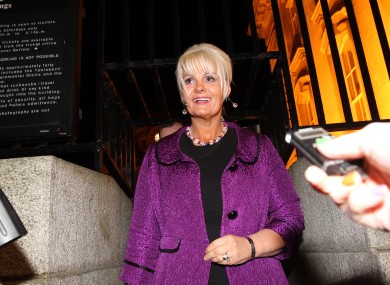 Fiona Doyle meets reporters after leaving Government Buildings following her meeting with the Taoiseach.