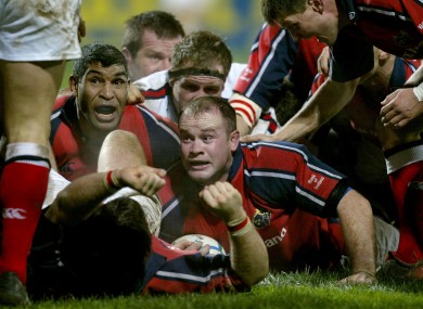 Frankie Sheahan burrows over for a crucial try.