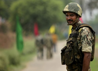 File photo of Indian Border Security Force soldier keeps alert at the India Pakistan border.