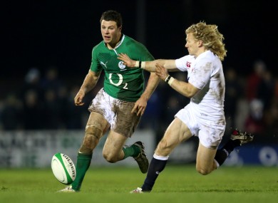 Ireland Wolfhounds' Robbie Henshaw and Tom Biggs of England Saxons