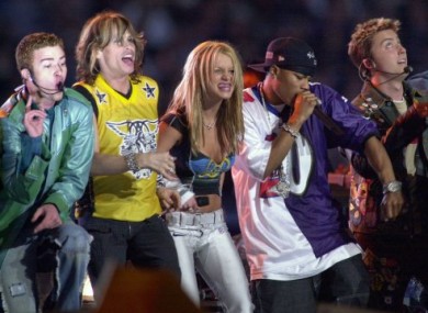 Left to right: Justin Timberlake, Steven Tyler, Britney Spears, Nelly and uh, Lance Bass