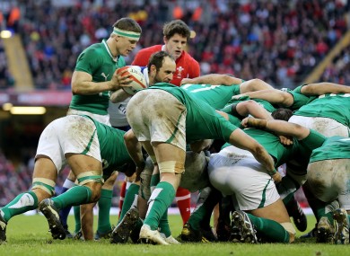 O'Driscoll prepares to feed the scrum.