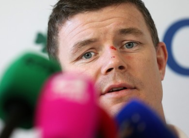 O'Driscoll faces the press at Carton House today.