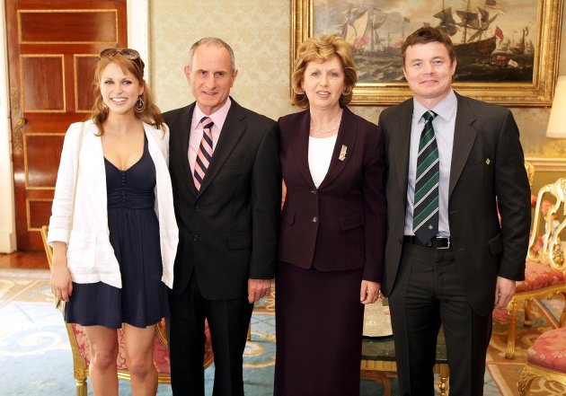 Brian O'Driscoll with Amy Huberman meet Mary McAleese and Martin McAleese 20/4/2009