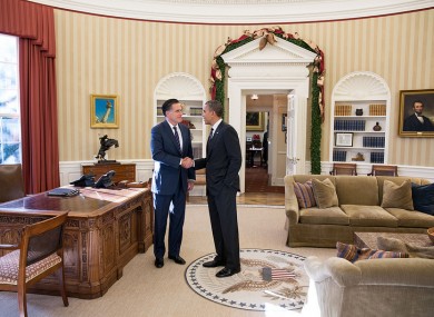 Barack Obama greets Mitt Romney in the Oval Office - which will be vacant while the West Wing undergoes major repairs.