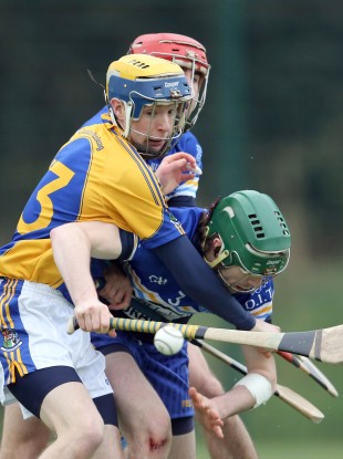 St Patricks-Mater Dei's Fergal Walsh tackles Ger McManus of DIT.