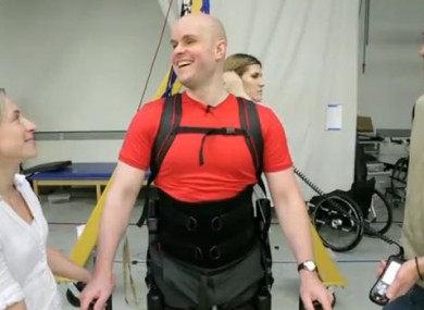 Mark Pollock when he tried out his robotic legs for the first time last year.