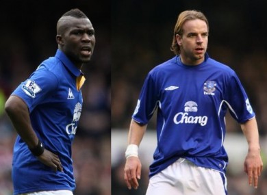 Drenthe and Van der Meyde (right) during their Everton days.