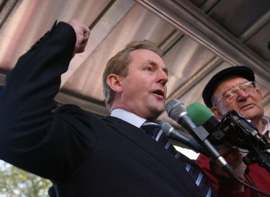Enda Kenny attends a protest in 2008 against plans to remove automatic entitlement to a medical card for the over-70s. Legislation changing the income thresholds for medical cards for over-70s will be introduced to the Dáil today.