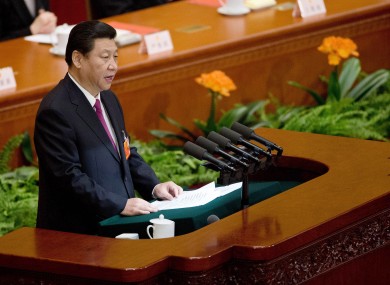 Xi Jinping addressing the closing ceremony of the National People's Congress in Beijing earlier today.
