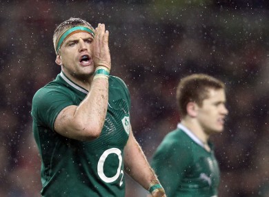 Ireland captain Jamie Heaslip calls the shots.