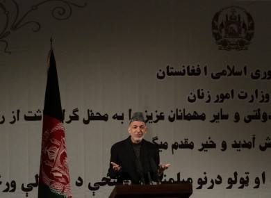 Afghan president Hamid Karzai speaks during a nationally televised speech today